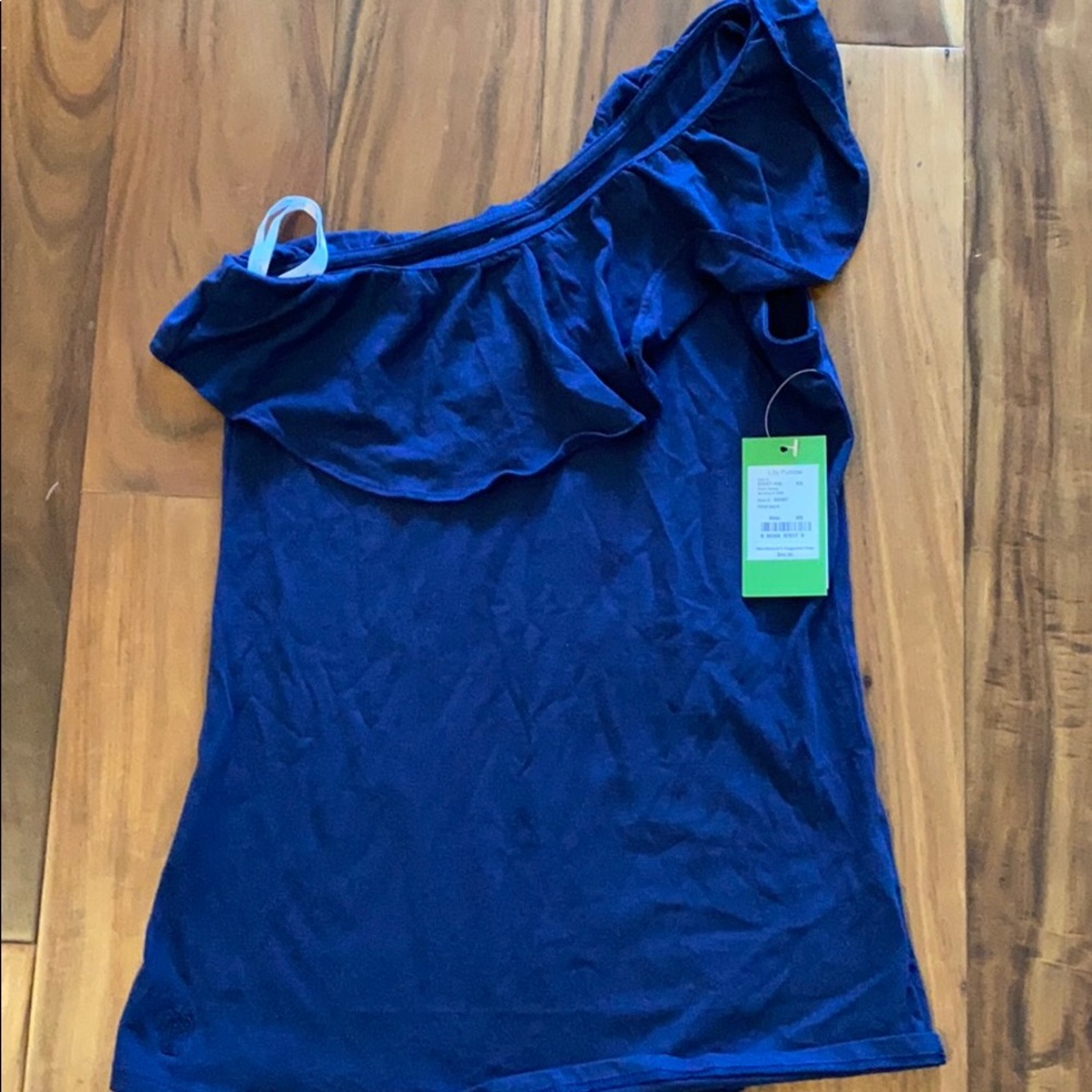 Lilly Pulitzer one shoulder navy top NWT XS